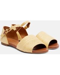 STAUD - Catharine Raffia And Leather Sandals - Lyst