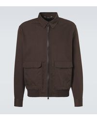 Brioni - Leather-Trimmed Silk Blouson Jacket - Lyst