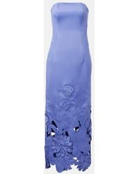 LEO LIN - Rayna Floral-Applique Satin Maxi Dress - Lyst