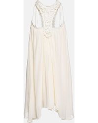 Isabel Marant - 'racky' Mini Dress In Silk With Macrame Lace Insert - Lyst