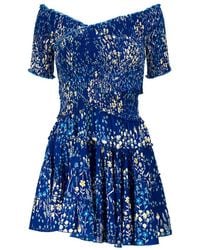 Poupette - Soledad Shirred Printed Minidress - Lyst
