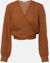 Eres - Joli Scalloped Linen Wrap Top - Lyst