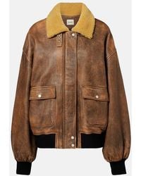KHAITE - Sandor Shearling-Trimmed Leather Jacket - Lyst