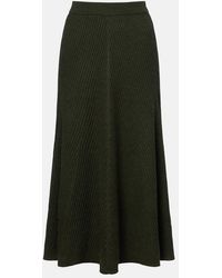 Victoria Beckham - Ribbed-Knit Wool Midi Skirt - Lyst