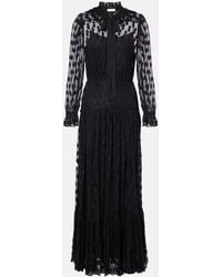 Ulla Johnson - Soraya Polka-Dot Tie-Neck Mesh Maxi Dress - Lyst