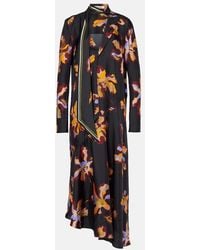Dorothee Schumacher - Asymmetric Printed Silk Twill Midi Dress - Lyst