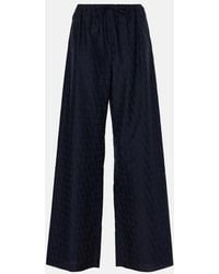 Valentino Garavani - Cotton Poplin Wide-Leg Pants - Lyst