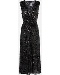 Victoria Beckham - Sequined Gathered Midi Dress - Lyst