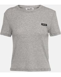 Miu Miu - T-Shirt Aus Baumwoll-Jersey - Lyst