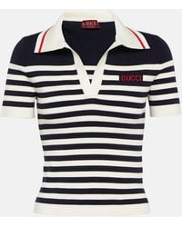 Gucci - Logo Striped Cotton-blend Polo Shirt - Lyst