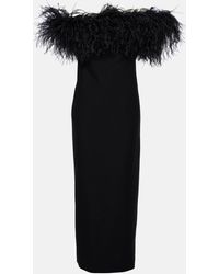 Valentino - Robe longue en Crepe Couture a plumes - Lyst