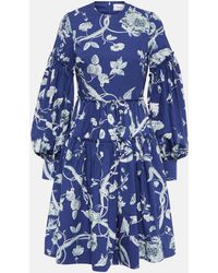 Erdem - Floral-print Tiered-hem Cotton-poplin Mini Dress - Lyst