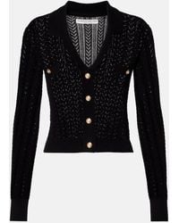 Alessandra Rich - Pointelle Cotton And Cashmere Cardigan - Lyst