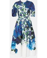 Erdem - Taftmidikleid Mit Abstraktem Print - Lyst
