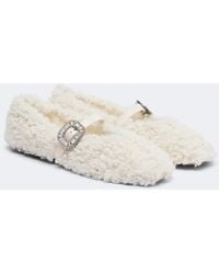 Roger Vivier - Pilgrim Strass Shearling Mary Jane Flats - Lyst