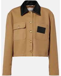 Balenciaga - Cropped-Jacke Aus Baumwolle Mit Leder - Lyst