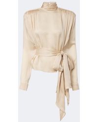 Balmain - Bow-Detail Silk Charmeuse Blouse - Lyst