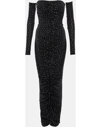Alex Perry - Embellished Strapless Jersey Maxi Dress - Lyst