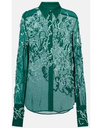 Dries Van Noten - Embellished Semi-Sheer Shirt - Lyst