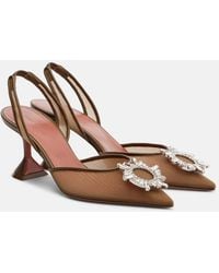 AMINA MUADDI - Begum Embellished Mesh Slingback Pumps - Lyst