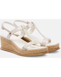 Jimmy Choo - Theia 100 Leather Espadrille Wedges - Lyst