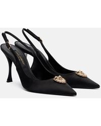 Dolce & Gabbana - Devotion 90 Satin Slingback Pumps - Lyst