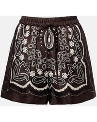 Nili Lotan - Frances Printed Silk Twill Shorts - Lyst