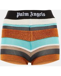Palm Angels - Lurex Striped Knit Shorts - Lyst
