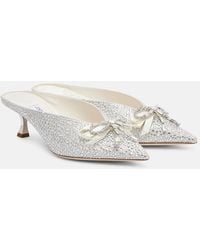 Jimmy Choo - Auria 50 Crystal-Embellished Satin Mules - Lyst