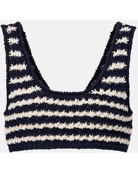 Prada - Top Raye En Crochet De Coton - Lyst