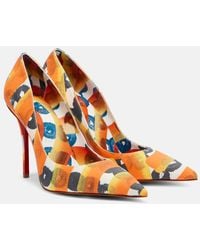 Christian Louboutin - Miss Z 100 Printed Satin Crepe Pumps - Lyst