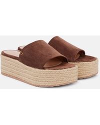 Gianvito Rossi - Suede Platform Espadrille Slides - Lyst