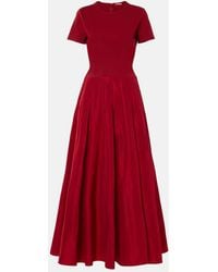 STAUD - Pleated Ponte And Grosgrain Maxi Dress - Lyst