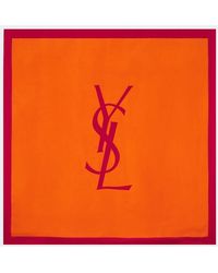 Saint Laurent - Cassandre Silk Twill Scarf - Lyst