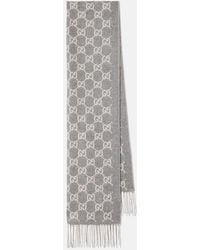 Gucci - Bufanda De Cachemir Con Gg Y Flecos - Lyst