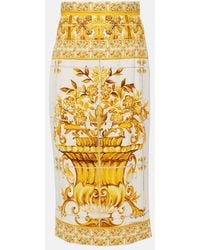 Dolce & Gabbana - "Stretch Silk Skirt With Maiolica - Lyst