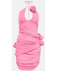 Magda Butrym - Floral-appliquéd Cutout Stretch-jersey Halterneck Mini Dress - Lyst