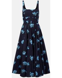 Emilia Wickstead - Bedrucktes Midikleid Aus Baumwolle - Lyst