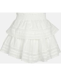 LoveShackFancy - Ruffled Cotton Miniskirt - Lyst