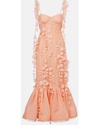 Zimmermann - Midikleid Dawning Aus Leinen Und Seide - Lyst