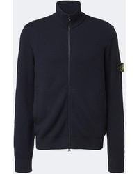 Stone Island - Compass Badge Virgin Wool Zip-Up Cardigan - Lyst
