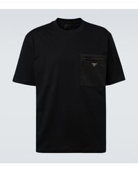 Prada - Cotton And Re-Nylon Pocket T-Shirt - Lyst