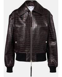 Rabanne - Croc-Effect Leather Blouson Jacket - Lyst