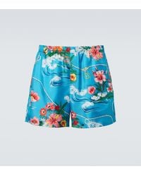 Gucci - Printed Silk Twill Shorts - Lyst
