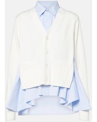 Sacai - Cotton-Blend Poplin Cardigan - Lyst