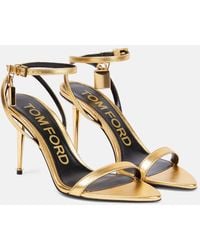Tom Ford - Sandalen Padlock Aus Metallic-Leder - Lyst