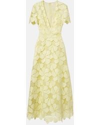 Elie Saab - Floral Silk-Blend Guipure Midi Dress - Lyst
