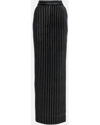 Alex Perry - Column Embellished Pinstripe Velvet Maxi Skirt - Lyst