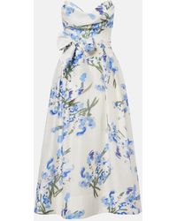 Rebecca Vallance - Bluebell Draped Floral Midi Dress - Lyst