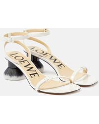 Loewe - Petal Brush Leather Sandals - Lyst
